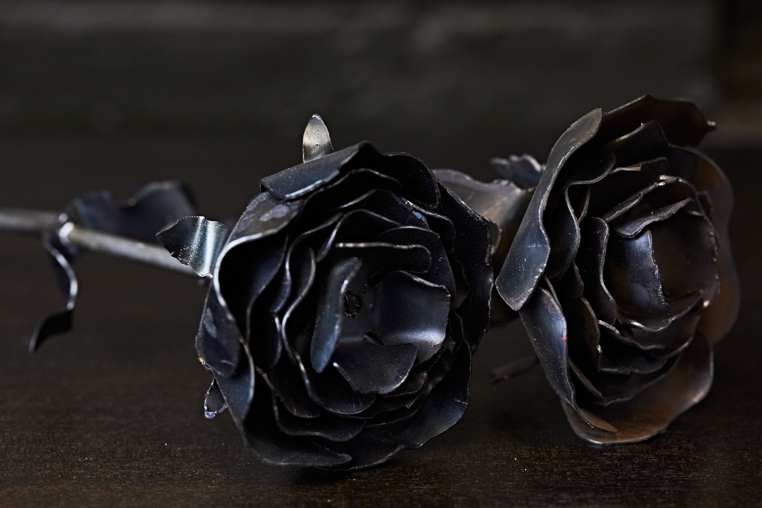 Steel roses made in welding class at Craftsman Ave