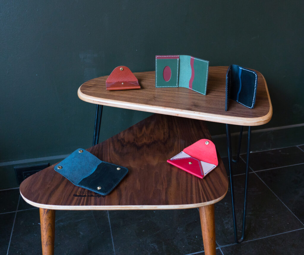 handmade colored leather wallets