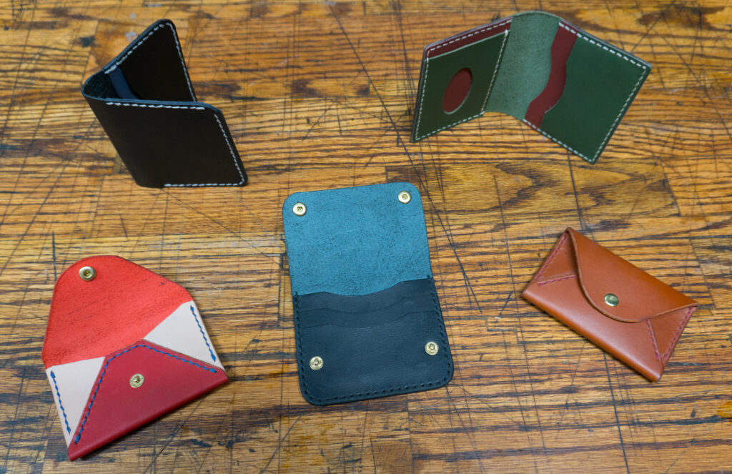 handmade colored leather wallets