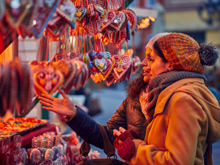 holiday market of christmas ornaments