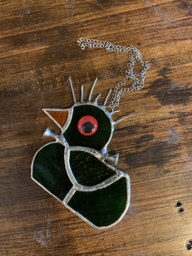 a spooky critter stained glass creation
