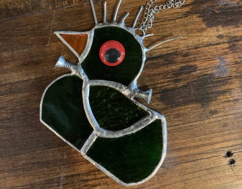 a spooky critter stained glass creation