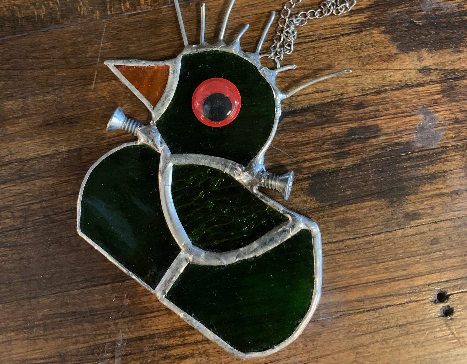 a spooky critter stained glass creation